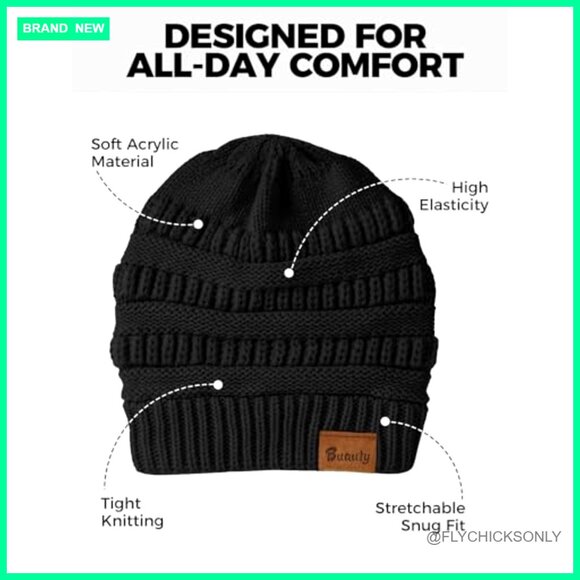 Chunky Cable Knit Slouchy Beanie Winter Hat Warm Stretch Fit One Size - Picture 6 of 7